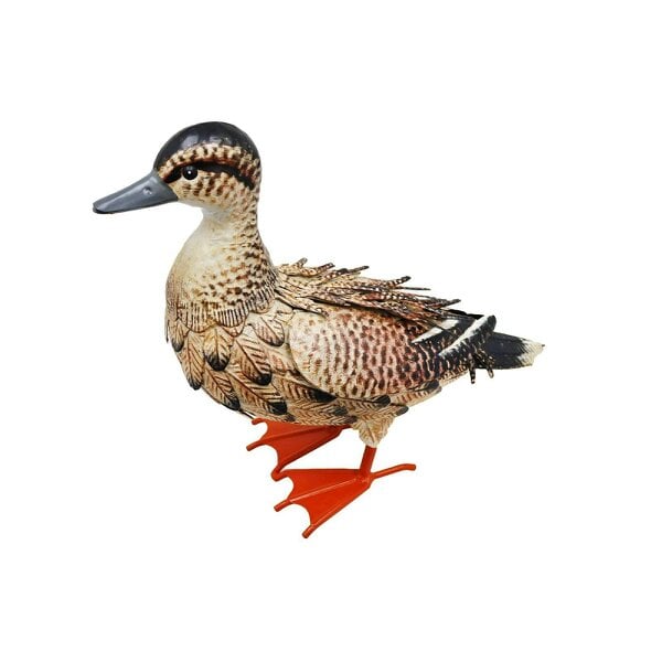EDH Door Hardware Metal Farmyard Female Duck – Handcrafted Rustic Duck Garden Ornament – Weather-Resistant Metal Duck Statue