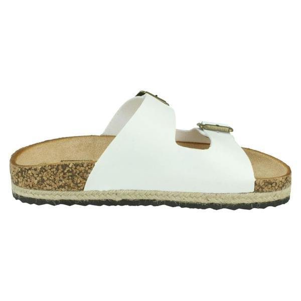 Down to Earth Ladies Down To Earth Twin Buckle Strap Sliders Sandals F12086