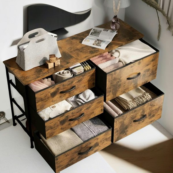 Rafaelo Mobilia Bedroom Dresser With 5 Fabric Storage Drawers