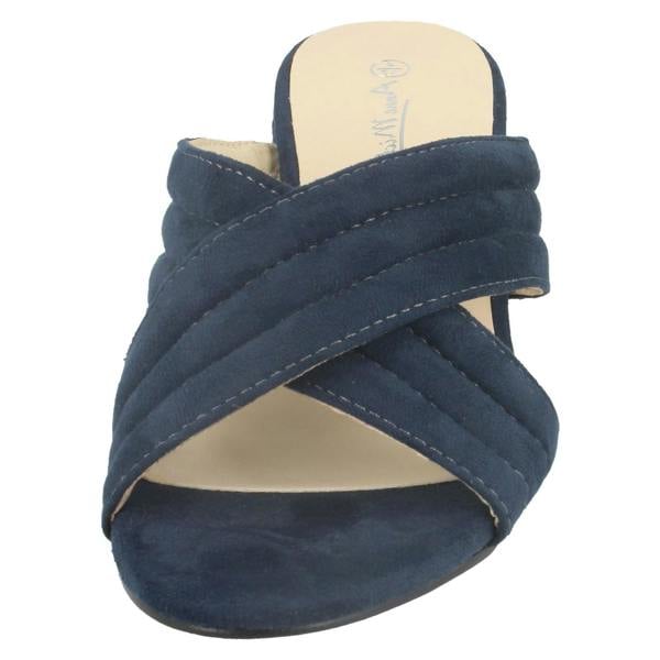 Anne Michelle Ladies Anne Michelle Mid Heel X Strap Vamp Mule Sandals