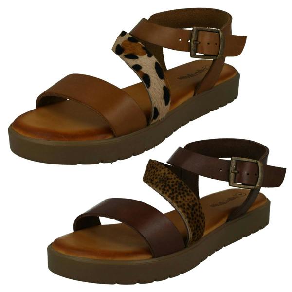 Leather Collection Ladies Leather Collection Flatform Sandals F00204