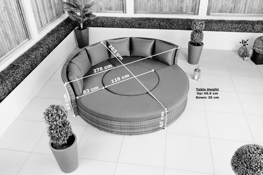 Giardino Delphi 3-in-1 Modular Round Sofa Daybed & Dining Set