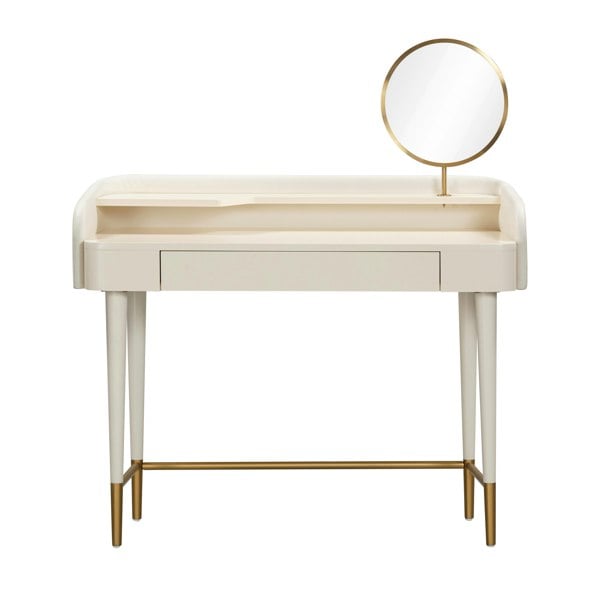 Furniture Edit Penelope Cream Vegan Leather Wrapped Vanity Desk Dressing Table