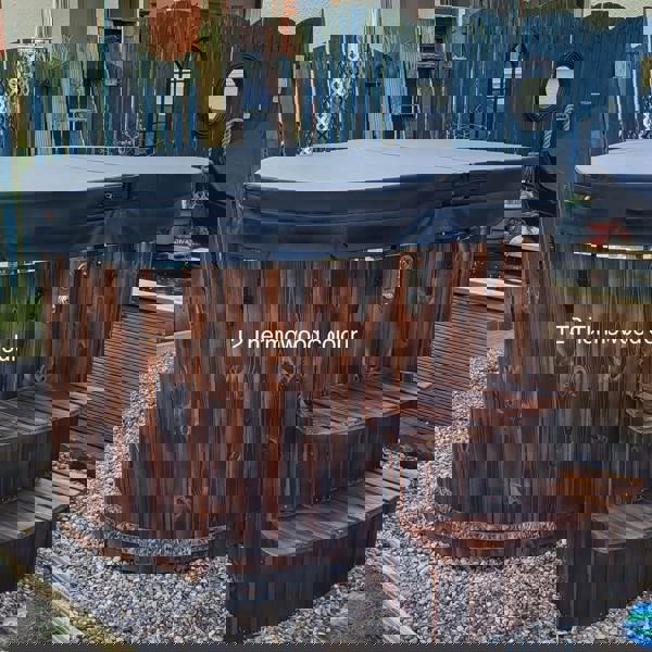 Wood Fired Ofuro Style Hot Tub, Fibreglass/ Liner, for couples.