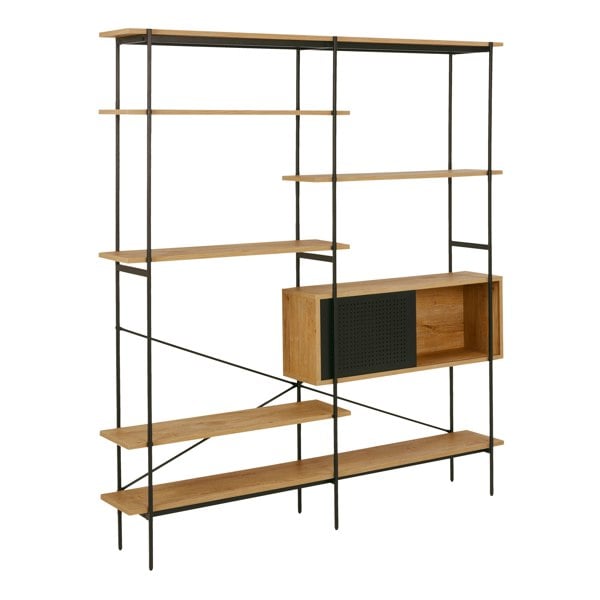 Furniture To Go Angus Bookcase with 1 Sliding Door & 5 Shelves in Oak & Black