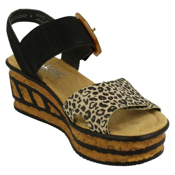 Rieker Ladies Rieker Buckle Detailed Wedge Sandal 68176