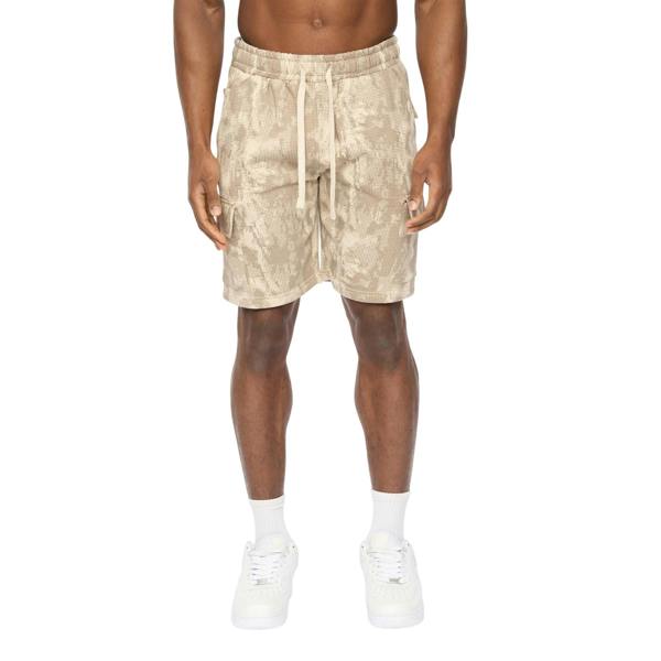 Crosshatch Mens Bardon Camo Cargo Shorts - Light Stone Camo - 