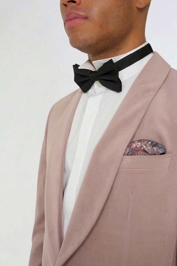 Harry Brown London Leo Velvet Tuxedo Dinner Jacket with Shawl Lapel Detail in Blush