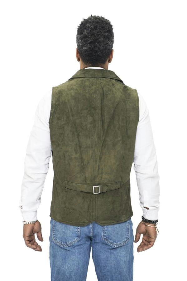 Infinity Leather Mens Classic Smooth Goat Suede Leather Waistcoat-Exeter