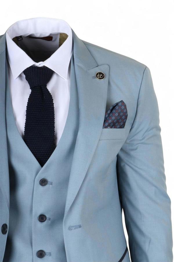 Infinity Leather Men's 3 Piece Plain Blue Work Formal Suit