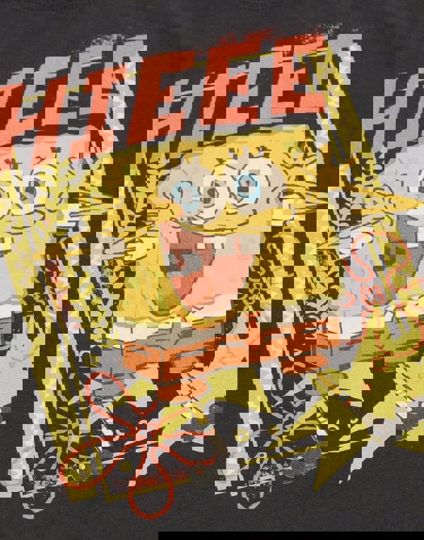 SpongeBob SquarePants Womens Grey Character Cropped Short Sleeved T-Shirt