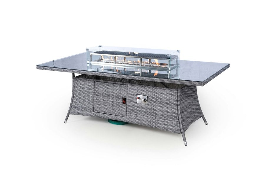 Giardino Fire Pit 8 Seater Rectangle Rattan Dining Table