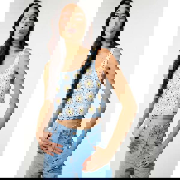 Pink Vanilla Daisy Crochet Crop Top