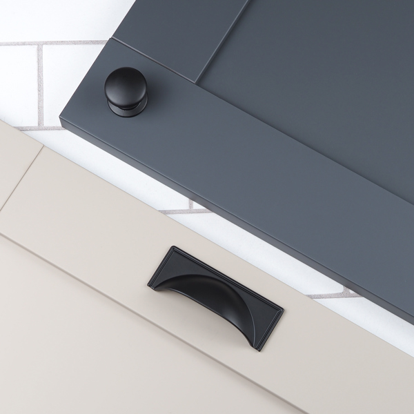 Handle & Home Matt Black Contemporary Cup Handles and Coordinating Knobs