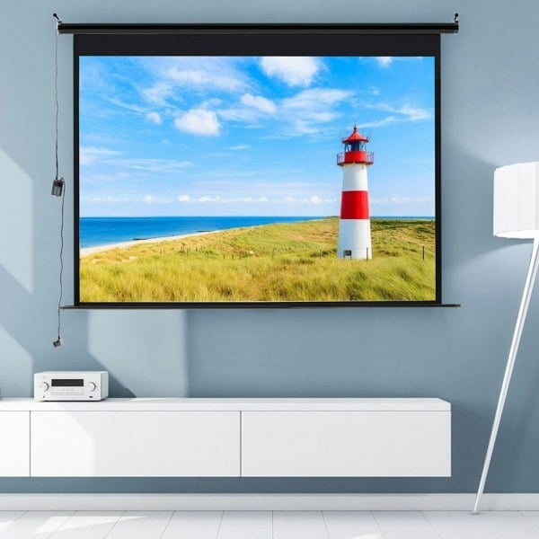 Motorized Electric Projector Screen with Remote Control, AI0721 Projector Screen Living and Home