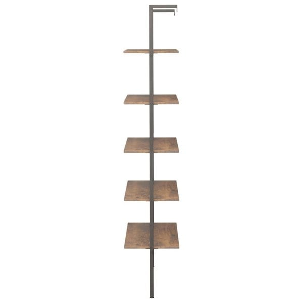 Berkfield 5-Tier Leaning Shelf Dark Brown and Black 64x35x185 cm