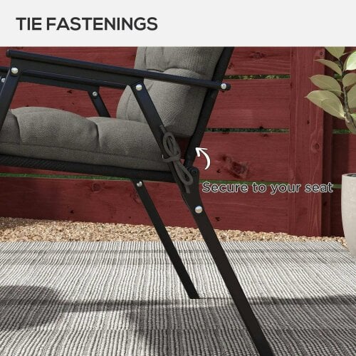 Bobobiy 2-Piece Seat Cushion Replacement with Backrest, Garden Patio Chair Cushions Set with Ties, Charcoal Grey