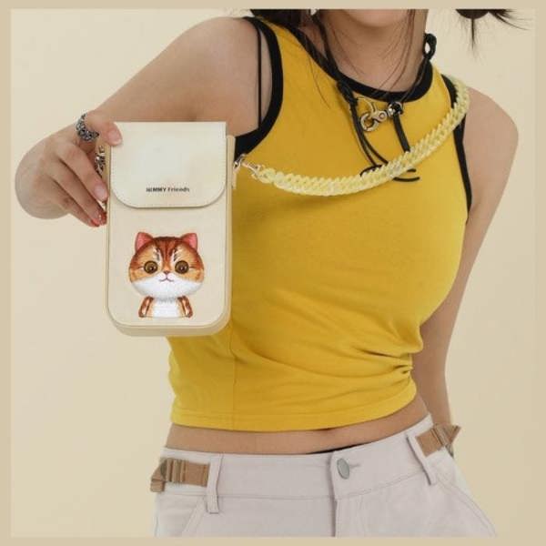 Nimmy Friends Big Eyed Pet 2.0 Cat Phone Bag Khaki - N-XDY-SJB-05