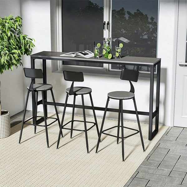 Garden Grey Dining High Table with Metal Legs Garden Dining Tables Living and Home Large/180cm W