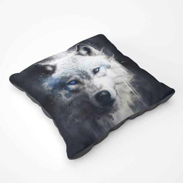 Warren Reed White Wolf Face Splashart Dark Backgrouns Floor Cushion