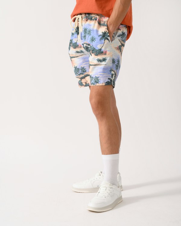 GANT Mens Regular Fit Printed Drawstring Shorts - 419 Perfect Blue - CHO - Designer Mens Shorts