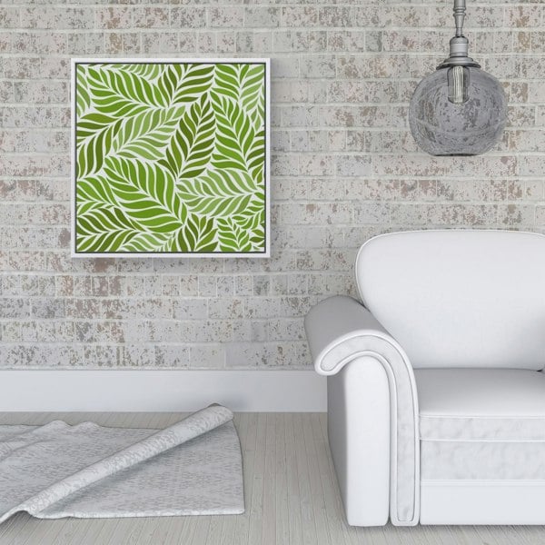 Warren Reed Green Leaf Pattern Framed Canvas