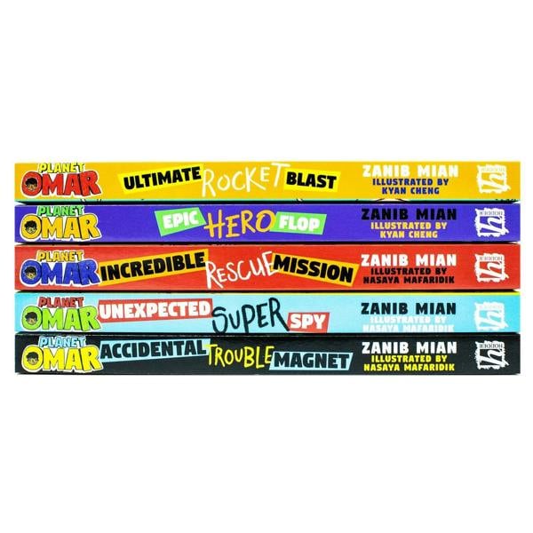 Planet Omar 5 Books Collection Set by Zanib Mian – Accidental Trouble Magnet, Unexpected Super Spy & Fun Adventure Stories for Kids