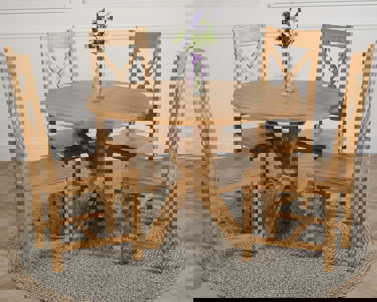 That's Furniture Oregon Round Oak Dining Table with Berkeley Oak Chairs