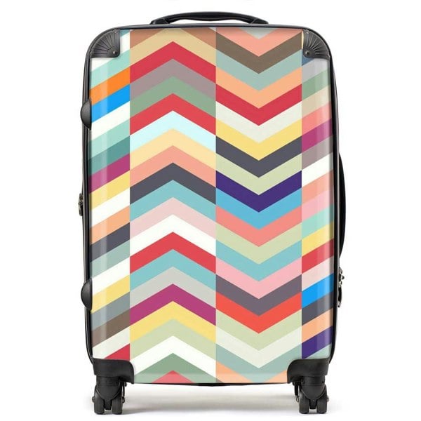 Warren Reed Geometric Multi Colored Chevron Pattern Suitcase