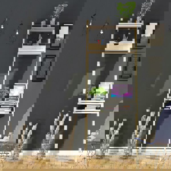 Furniture To Go Oslo Leaning Desk in White and Oak