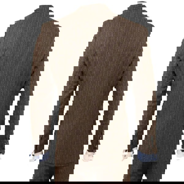 Robert Simon Victor - Men's Brown Pinstripe Slim Fit 3 Piece Suit