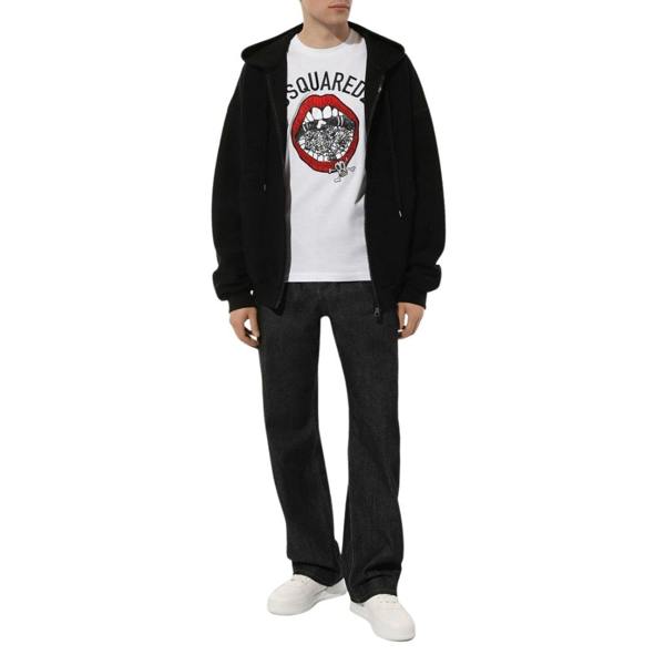 DSQUARED2 Branded Mouth Graphic White  T-Shirt XS