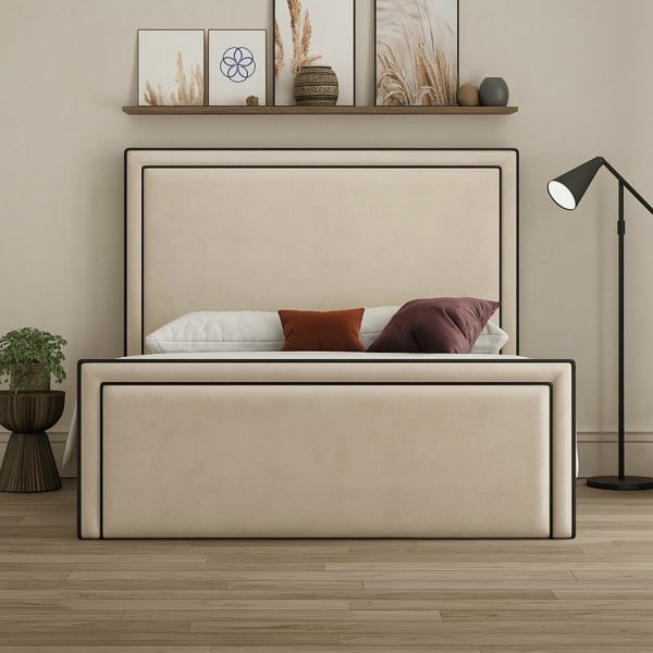 DS Living Verona Piping Ottoman Bed - Plush Cream