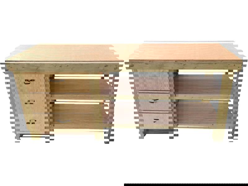 Arbor Garden Solutions Wooden Eucalyptus top tool cabinet workbench with storage shelf (V.7) with double shelf