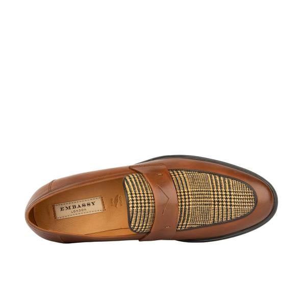 Embassy London Gosselin - Brown & Brown Check - Men's Leather Loafer