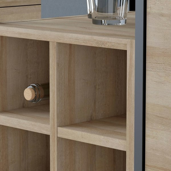 Furniture To Go High Rock 3 Drawer Display Chest in Matt Black/Riviera Oak