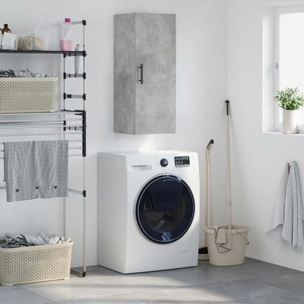 Berkfield Wall Mounted Cabinet Concrete Grey 34.5x34x90 cm