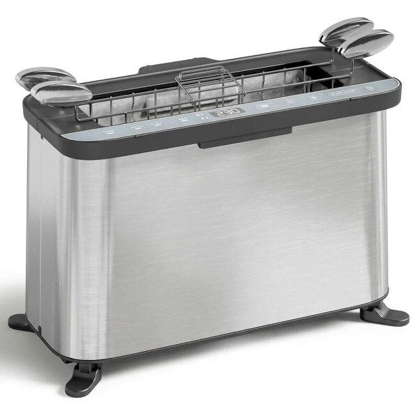 3-in-1 Electric Mini Oven, Long Slot Toaster and Tabletop Grill, with LED Display, 60 Min Timer, Stainless Steel, 1700W