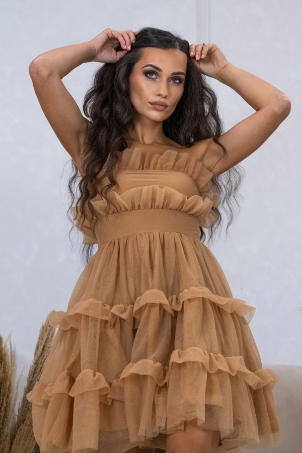 BALOU Tulle Frill Mini Dress