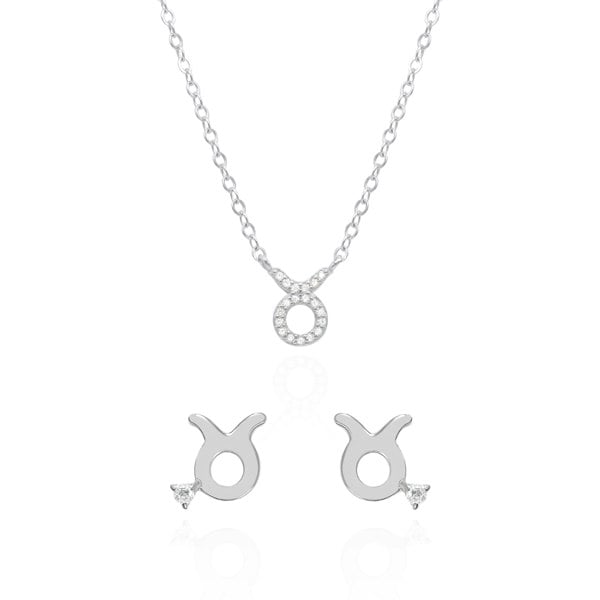 Luna Charles Zodiac Symbol Gift Set - Stud Earrings & Necklace - 925 Sterling Silver