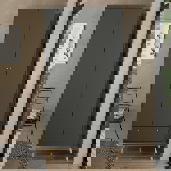 Furniture To Go Cumbria Wardrobe with 2 Doors + 2 Drawers Dark Grey