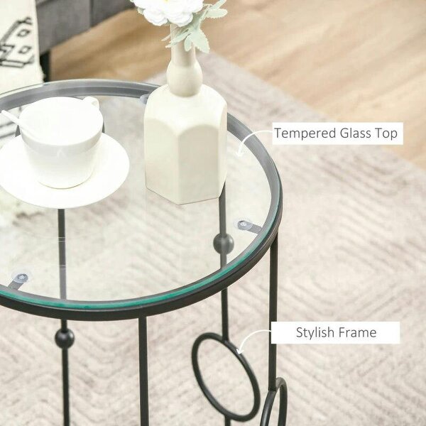 Nesting Round Coffee Table Set of 2 - Black