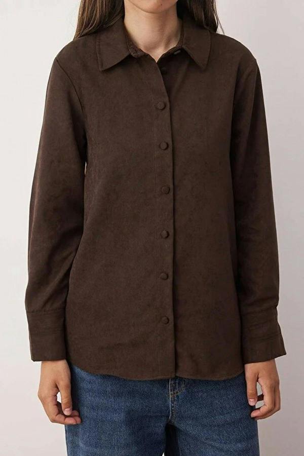 WOVCOR Regular Fit Suede Shirt