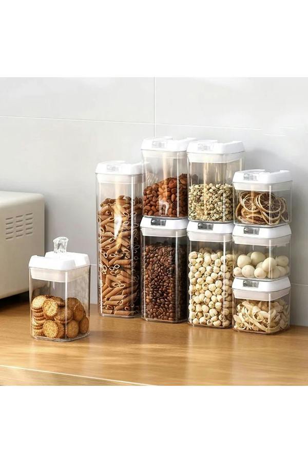 Living and Home 7Pcs Airtight Food Dry Grain Cereal  Storage Containers 6.9L with Clasp Lids （0.5*2+0.8*2+1.2*2+1.9L）