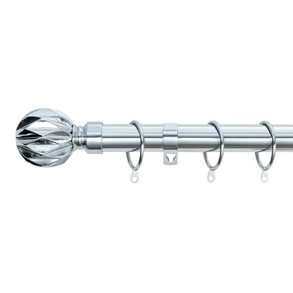 A.Unique Home Geo Ball Metal Extendable Curtain Pole With Rings and Fittings, In a Variety of Colours and Sizes  (25/28mm).