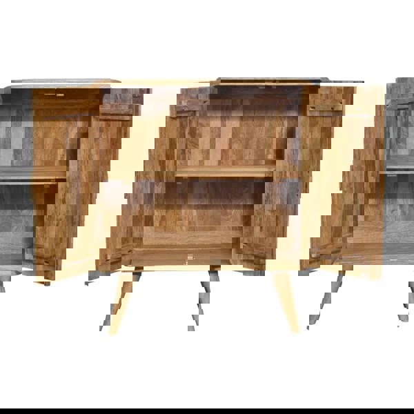 Artisan Furniture T-bar Ridged Handcrafted Solid Mango Wood Cabinet