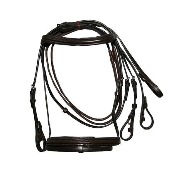 Hy Padded Cavesson Bridle with Rubber Grip Reins - Brown