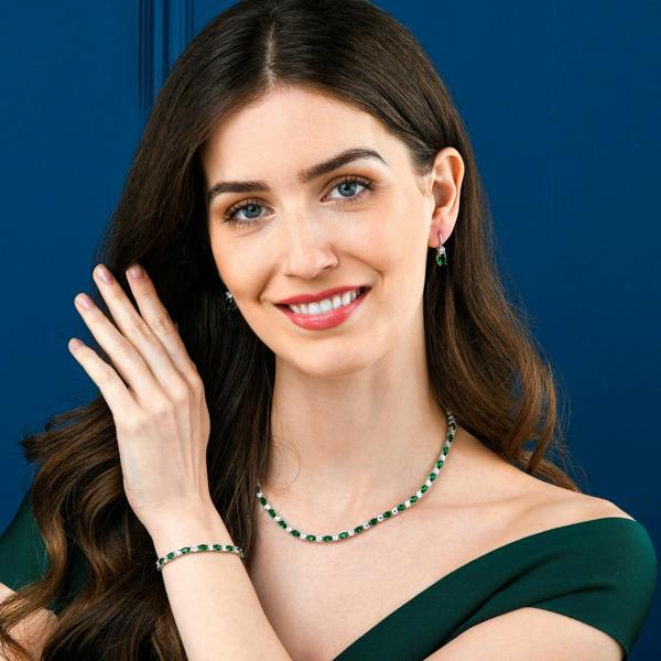 namana Green Tennis Necklace for Women in 925 Sterling Silver