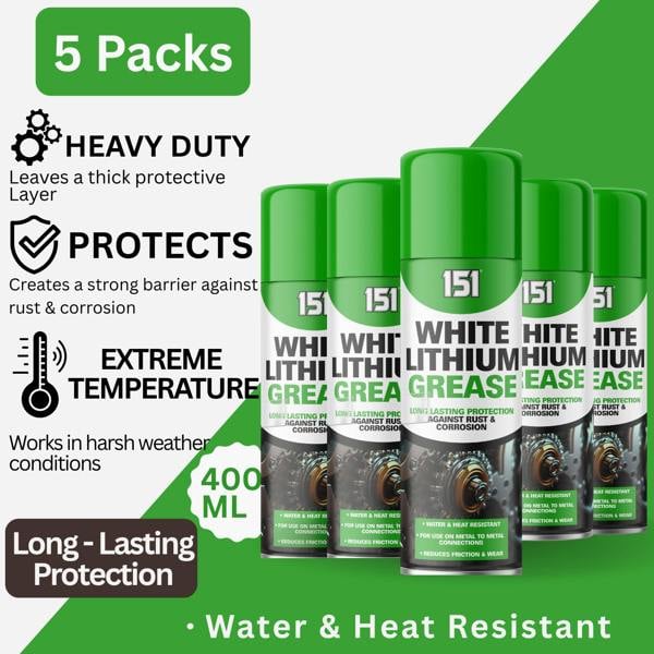 151 5X 151 White Lithium Grease Long Lasting Protection 400ml
