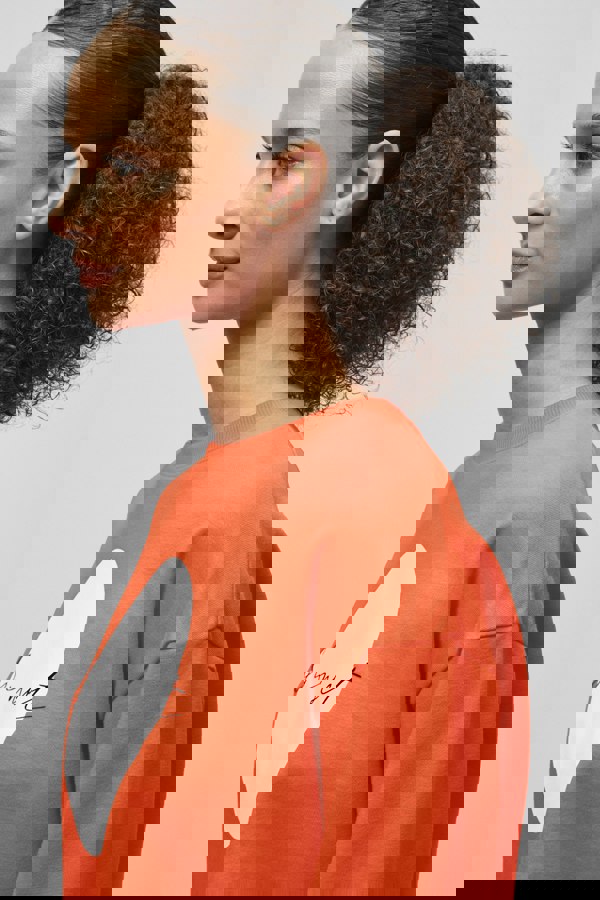 ENORSIA Raw Edge Chest Print Sweatshirt